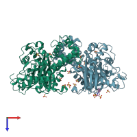 PDB entry 3o08 coloured by chain, top view.