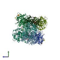 PDB entry 3o0d coloured by chain, side view.
