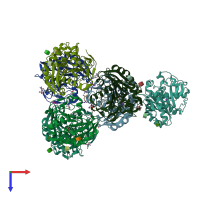PDB entry 3o0d coloured by chain, top view.