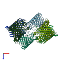 PDB entry 3o0e coloured by chain, top view.