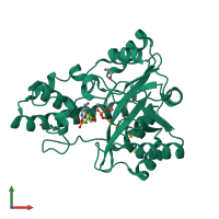 PDB entry 3o0f coloured by chain, front view.