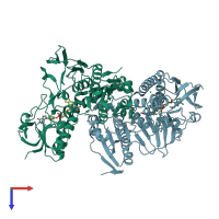 PDB entry 3o0h coloured by chain, top view.