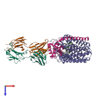 PDB entry 3o0r coloured by chain, top view.