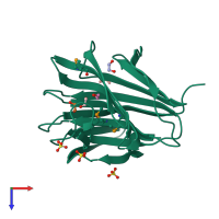 PDB entry 3o12 coloured by chain, top view.