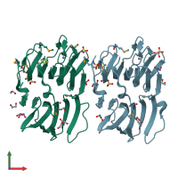 PDB entry 3o14 coloured by chain, front view.