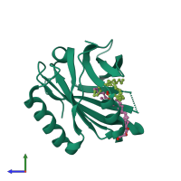 PDB entry 3o19 coloured by chain, side view.