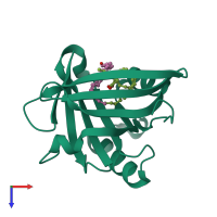 PDB entry 3o19 coloured by chain, top view.