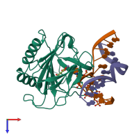 PDB entry 3o1m coloured by chain, top view.