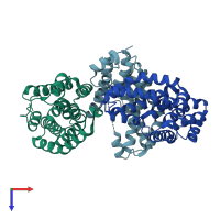 PDB entry 3o1q coloured by chain, top view.