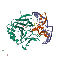 PDB entry 3o1t coloured by chain, front view.