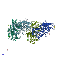 PDB entry 3o21 coloured by chain, top view.