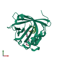 PDB entry 3o22 coloured by chain, front view.
