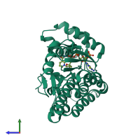 PDB entry 3o26 coloured by chain, side view.