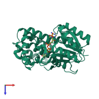 PDB entry 3o26 coloured by chain, top view.