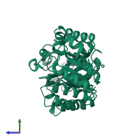 PDB entry 3o2l coloured by chain, side view.