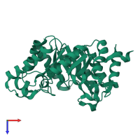 PDB entry 3o2l coloured by chain, top view.