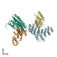 PDB entry 3o2q coloured by chain, front view.