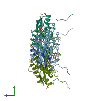 PDB entry 3o2x coloured by chain, side view.