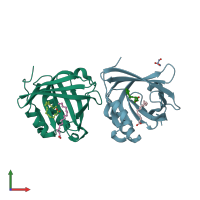 PDB entry 3o2y coloured by chain, front view.