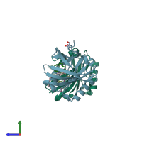 PDB entry 3o2y coloured by chain, side view.