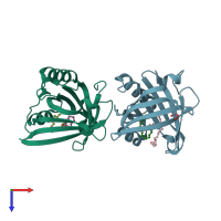 PDB entry 3o2y coloured by chain, top view.