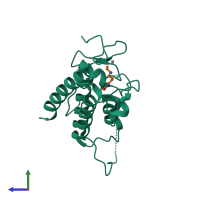 Hetero dimeric assembly 2 of PDB entry 3o35 coloured by chemically distinct molecules, side view.