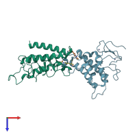 PDB entry 3o36 coloured by chain, top view.