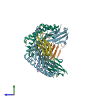 PDB entry 3o3b coloured by chain, side view.