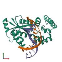 PDB entry 3o3f coloured by chain, front view.