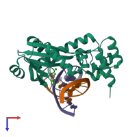 PDB entry 3o3g coloured by chain, top view.