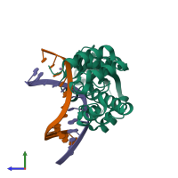 PDB entry 3o3h coloured by chain, side view.