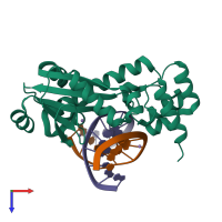 PDB entry 3o3h coloured by chain, top view.