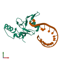 PDB entry 3o3i coloured by chain, front view.