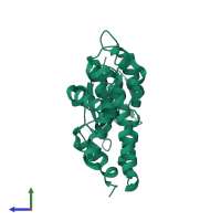 PDB entry 3o3t coloured by chain, side view.