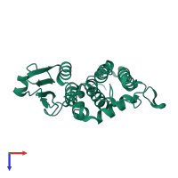 PDB entry 3o3t coloured by chain, top view.