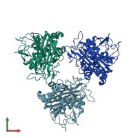 PDB entry 3o3v coloured by chain, front view.