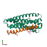 PDB entry 3o40 coloured by chain, front view.