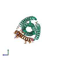 PDB entry 3o40 coloured by chain, side view.