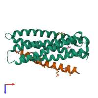 PDB entry 3o42 coloured by chain, top view.