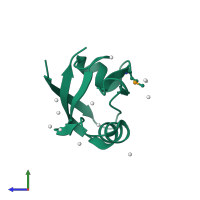 PDB entry 3o46 coloured by chain, side view.