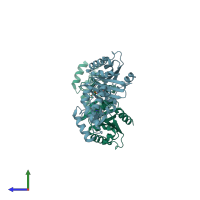 PDB entry 3o47 coloured by chain, side view.