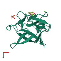 PDB entry 3o4c coloured by chain, top view.