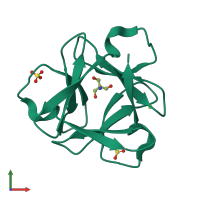 PDB entry 3o4d coloured by chain, front view.