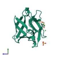 PDB entry 3o4d coloured by chain, side view.