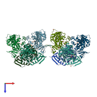 PDB entry 3o4f coloured by chain, top view.