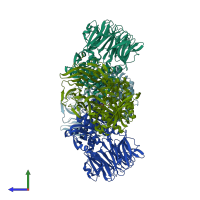 PDB entry 3o4h coloured by chain, side view.