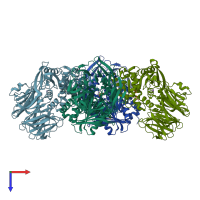 PDB entry 3o4h coloured by chain, top view.