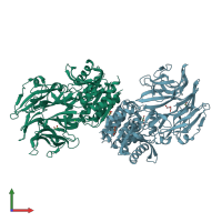 PDB entry 3o4i coloured by chain, front view.