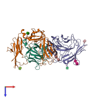 PDB entry 3o4o coloured by chain, top view.