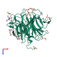 PDB entry 3o4p coloured by chain, top view.